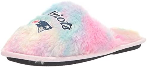 New England Patriots Rainbow Script Wordmark Slipper - Womens Large