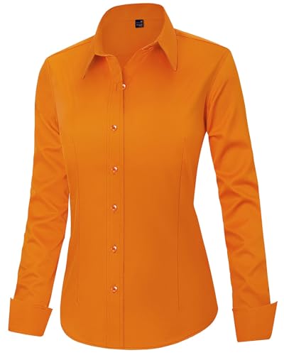 Image of J.VER Womens Dress Shirts Long Sleeve Button Down Shirt Wrinkle-Free Business Casual Blouse Office Work Tops