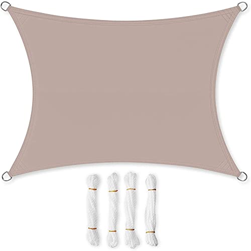 CHBIN Sun Shade Sail 6x7m Garden Sun Shade Sail Rectangle Resistant Durable for Outdoor Patios Backyard Pergola Decking, Brown