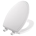 MAYFAIR 1848SLOWB 000 Toilet Seat will Slow Close, Never Loosen and Easily Remove, ELONGATED, Durable Enameled Wood, White