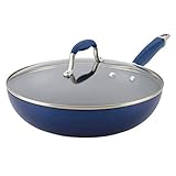 Anolon 12' Covered Ultimate Hard Anodized Aluminum Stirfry Pan, 12 Inch, Indigo