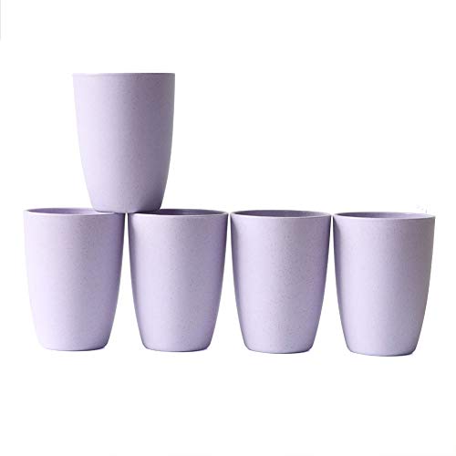 NAWOVAO Wheat Straw Cups Unbreakable Reusable Tumbler, BPA Free Cup for Kids (12 OZ) Bathroom Drinking Glass, Eco Friendly Biodegradable Dishwasher Safe, 5 Pack Purple