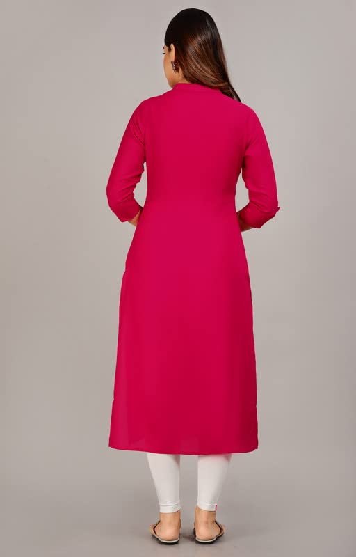 Image of NEW4U Women's Regular Fit Rayon Straight Buttoned Kurta | Designer Printed Kurti /Embroidery Kurta Round Neck Style with Buttons Ethnic Kurta