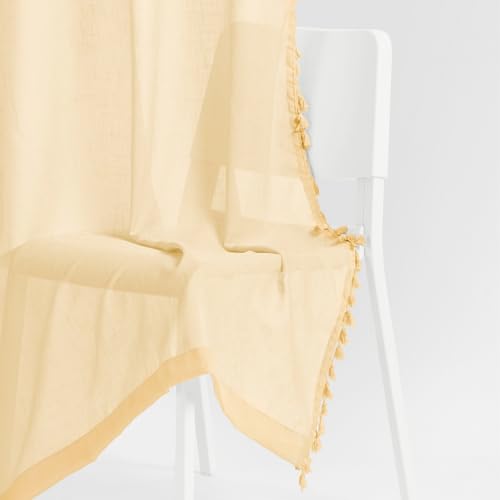 Image of haus & kinder Sheer Door Curtains 7 Feet Long Pack of 2 Door Curtains, 7 Feet Curtains for Door, Light-Filtering & Breathable (Luma Cream, 114x213cm)