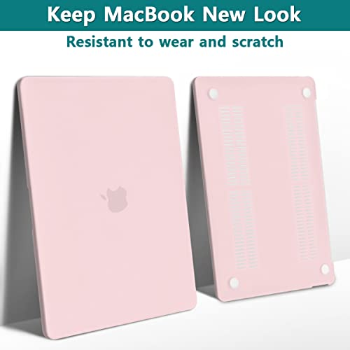 Teryeefi Case Cover for MacBook Pro 13 Inch 2022 2021 2020 2019 2018 2017 2016 Release A2338 M2 M1 A2289 A2251 A2159 A1989 A1706, Frosted Hard Shell +Keyboard Cover Skin + Screen Protector, Chalk Pink