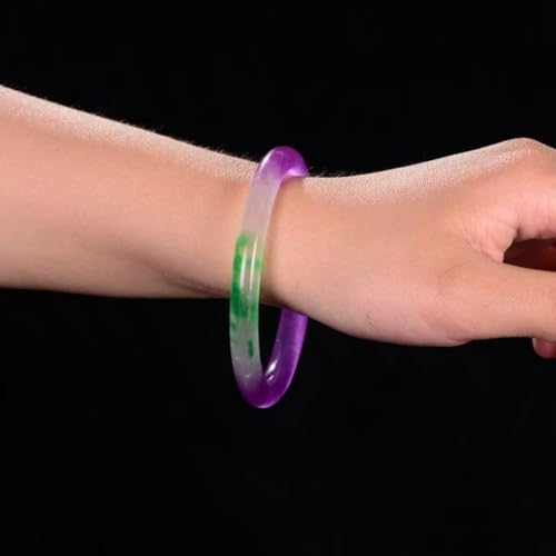Bracelets,Jade Bangle Bracelet for Women, 8mm Round Genuine Quartzite Jade Bangle Jewelry(Purple Green,54mm)2