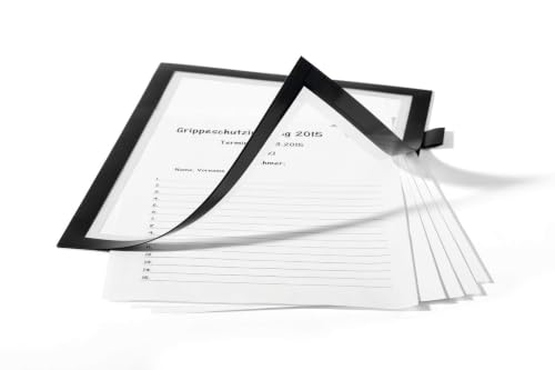 Durable 499301 Ramka informacyjna Duraframe Note (A4, samoprzylepna z magnetycznym zamknięciem i uchwytem na długopis), 1 sztuka, kolor czarny
