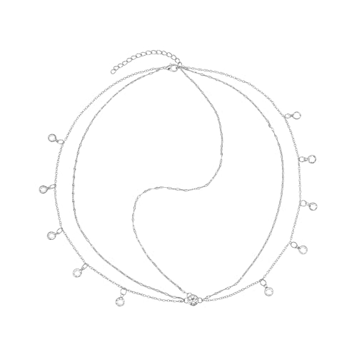 Chaîne de Tête Bohème à Paillettes, Chaîne de Tête Femme à Double Rang, Bijou de Front Femme avec Pendentifs Cristal, Collier de Tête Strass,...