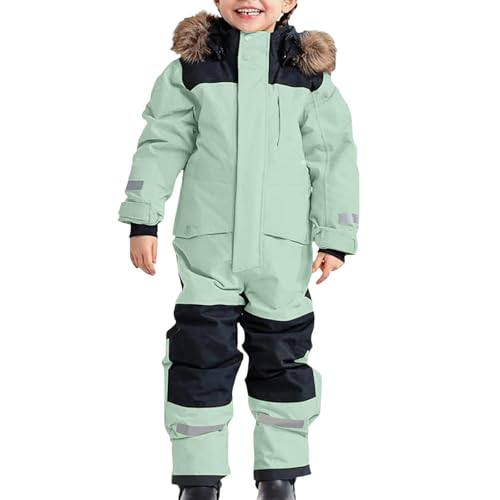 Generisch Skianzüge Klassisch Einteilige Schneeanzug Kinder Unisex Schneeoverall Winddicht Wasserdicht Skioverall mit Kantenschutz Kinder Overall Thermo Outdoor Bergsteigen Funktionsanzug