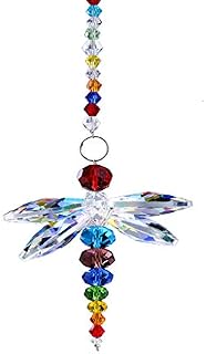 Crystal Dragonfly Rainbow Suncatcher Hanging Fengshui Chakra Beads Pendant Window Decor