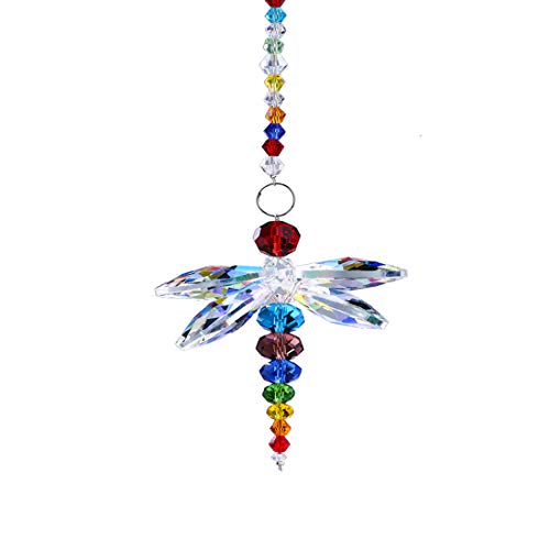YU FENG Animal Dragonfly Pendant Chandelier Crystal Ball Prisms Rainbow Beads Chakra Suncatcher Home Windows Decor, New Crystals