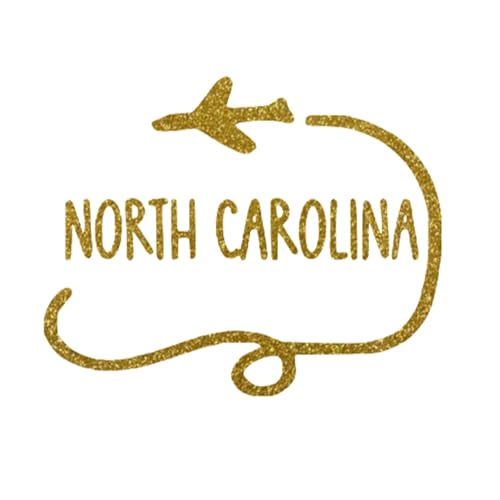 North Carolina Iron On Transfer Shirt Decal, Old Gold Glitter