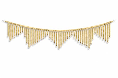 Image of Decorative Golden Beads Toran for Door | Handmade Look Hanging Bandarwal | 3 Feet Length | Lightweight & Reusable Festive Home Decor for Diwali, Pooja & Wedding