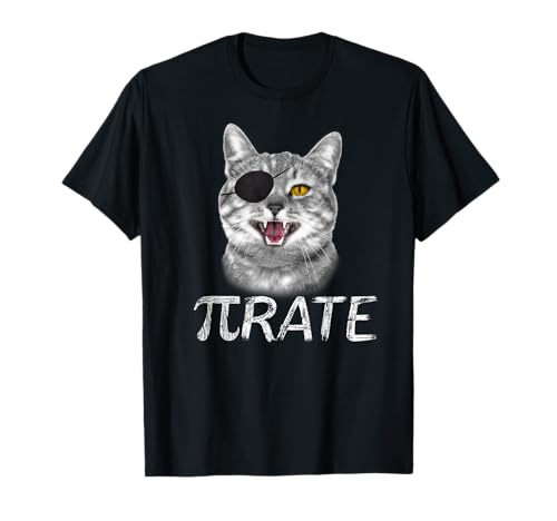 Funny Pi Day Math Science Cat Pirate T-Shirt