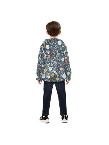 Countryside Wildflowers Girls Fleece Jacket Girls Fall Jacket Boys Coats Zip Up Hoodie Children Outerwear 2-10T4