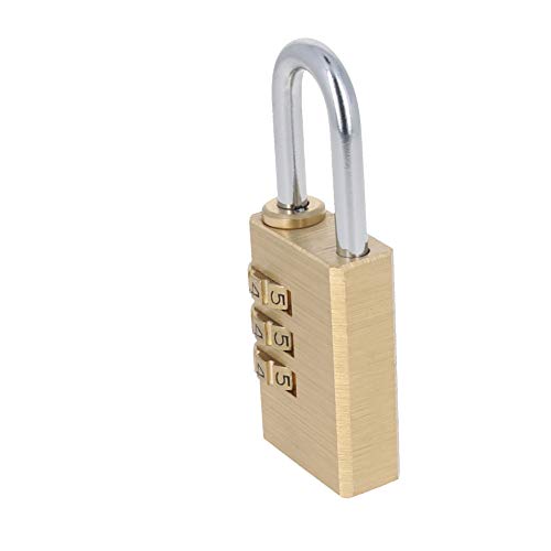 Image of 3 Digit Combination Padlock Solid Brass Padlock Heavy Duty Combination Lock Big 3 Rounds for Indoor and Outdoor Small Safety Luggage 4Pcs