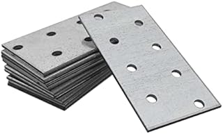 OMIdeas 10 x Flat Joining Plates (100 x 40 x 2) Connecting Perforated Metal Brace Bracket Timber Wood Fixing Galvanised Steel Repair Connector