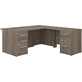Bush Business Furniture Office 500 72W L Shaped Executive Desk with Drawers in Modern Hickory, Large Computer Table for Home Office or Professional Workspace