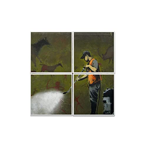Carreaux céramique Banksy Lascaux 15x15 cm lot de 4 pour fresque murale