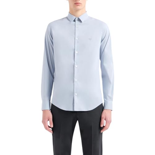 Chemise à manches longues stretch Emporio Armani nylon élastique bleu ciel