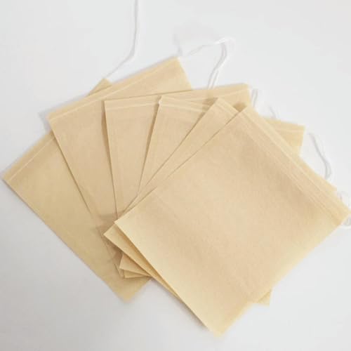 100 Pack of Empty Paper Tea Filter Bags - Drawstring Tea Bags for Loose Tea & Coffee (10x12cm)