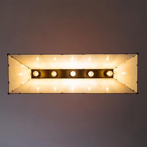 Wellmet Tiffany Pool Table Light 59 inch, 5 Lights Rustic Deer Chandelier for Kitchen Island, Cabin, Billiards Table Lamp, Farmhouse Chandelier for Country, Wild West Style