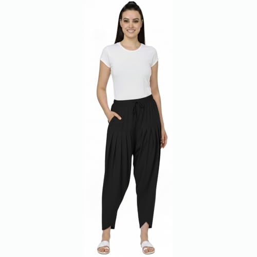 Image of Loose Fit Rayon Dhoti Tulip Pants for Women Patiala Salwar Bottom Wear Harem Pants, Waist Free Size (28 Inch to 42 Inch)