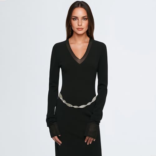 Women Metal Waist Chain Belt for Dress Jeans Fashion Gold or Silver Belts Country Concert Outfit