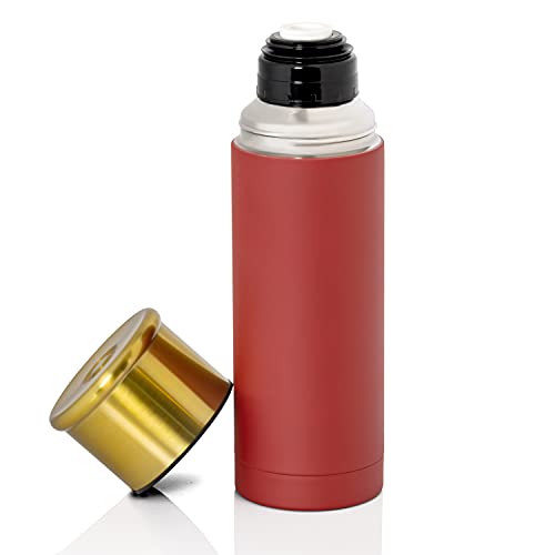 Classic Safari Shotgun Shell Stainless Steel Vacuum Beverage Bottle, Keeps Hot Beverages Hot and Cold Beverages Cold, 1 Liter