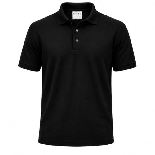 Image of Mens & Womens Classic Polo Shirt Short Sleeve Plain Tee Top Casual Work Sports (XL, Black)