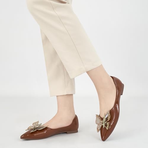 Fashion Dressy Flats for Women: Pointed Toe Bowknot Womens Flats Comfortable - Slip On Ladies Casual Shoes2