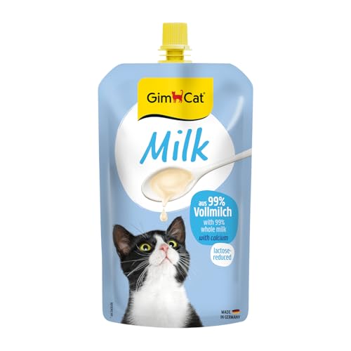GimCat Milk - Katzenmilch aus echter laktosereduzierter Vollmilch mit Calcium für gesunde Knochen - 1 Beutel (1 x 200 ml)