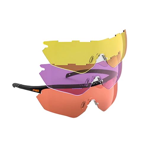 Randolph Eyewear Phantom 2.0 Shooting Glasses for Men or Women – Interchangeable 3-Lens Protective Eyewear Shooting Glasses Set, Sports Sunglasses (Matte Black Frame/Med Yellow)