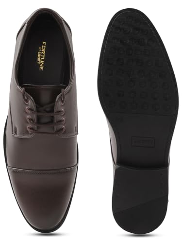 Image of Liberty Fortune HML-13E Men's Formal Oxford Shoes - Black, Brown - Synthetic Leather Lace-Up with Cushioned Footbed - Stylish Office Footwear - Comfortable and Lightweight