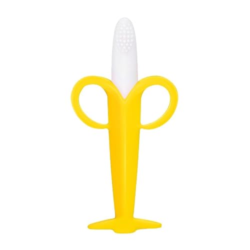 BUFFER Muz Şekilli Silikon Diş Kaşıyıcı, Bebek Diş Çıkarma Oyuncağı, Sarı, 10.5 cm