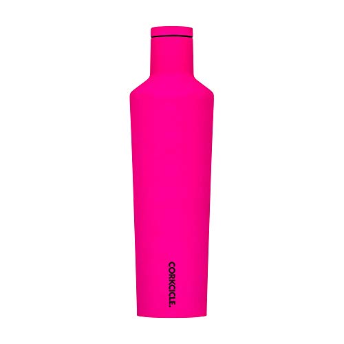 Corkcicle Canteen - Triple Insulated Stainless Steel Bottle with Straw -Keeps Cold for 25+ Hours and Hot for 12 Hours - Leakproof, Reusable, BPA-Free, Dishwasher Safe - Neon Pink, 475ml/16oz