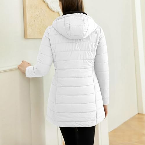 Slxbear White Plus Size Warm Parka Jacket With Faux Fur Hood M - Image 2