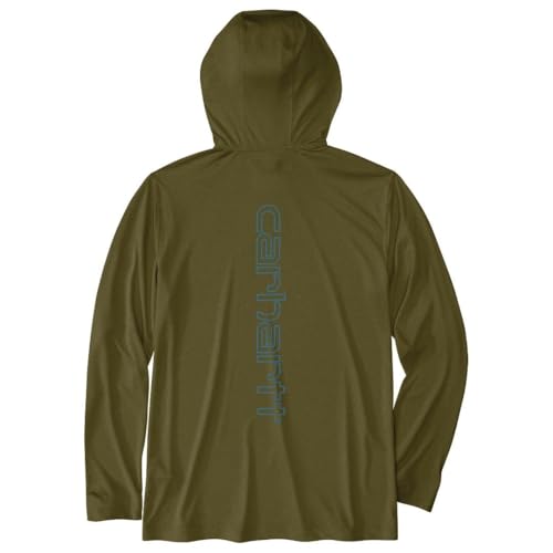 Carhartt Men's Force Sun Defender Lightweight Long-Sleeve Hooded Logo Graphic T-Shirt