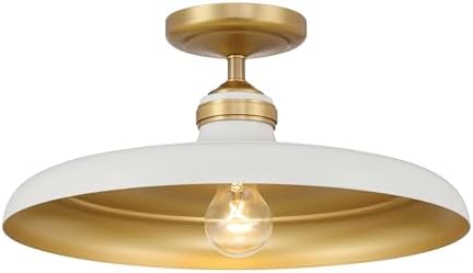 Minka Lavery 3936-879 Crowne 16" Wide Semi-Flush Ceiling Fixture - Off White Cream and Legacy Brass