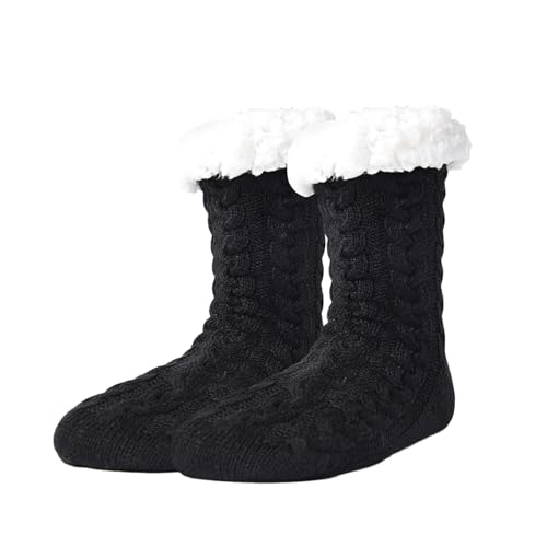 Women's Fuzzy Warm Slipper Socks with Grips Cozy Fluffy House Socks Indoor Winter Non Slip