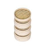 HERIOY Bambus-Dampfgarer Bambus-Dampfer-Fisch-Reis-Gemüse-Snack-Korb Set Küchenkochwerkzeuge Einfach zu Säubern (Farbe : Wood Color, Size : 30cm)
