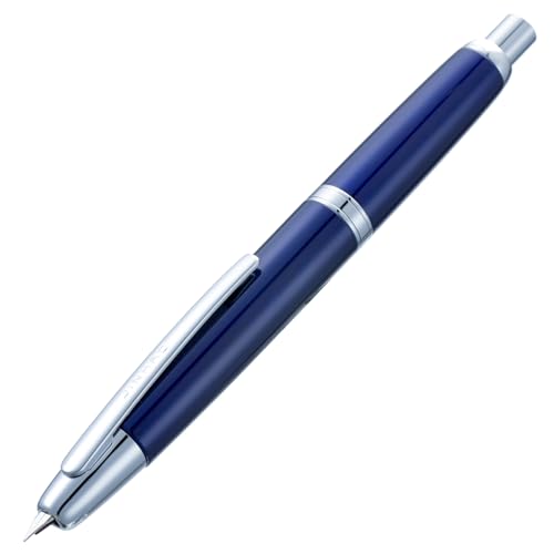 Image of Jinhao 10 Press Fountain Pen with Box, Dark Blue Retractable Extra Fine Nib with Ink Converter Set (Silver Clip)