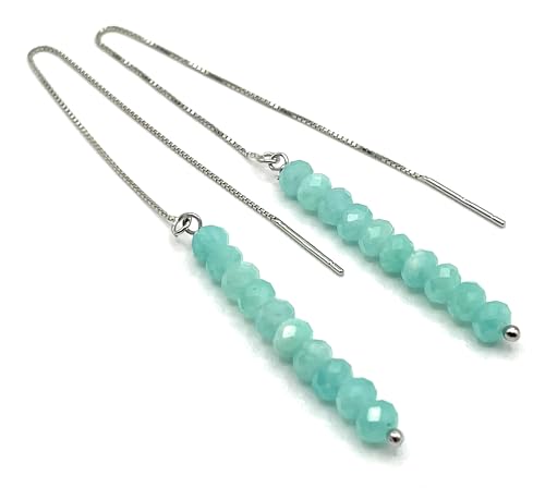 Boucles d'oreilles de amazonite turquoise naturel argent 925 bijoux minimalistes femme