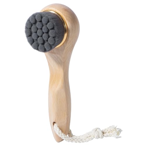 Ultra-Soft-Face-Brush-Manual-Facial-Cleansing-Brush-with-Lanyard-Long-Wooden-Handle-Face-Brush-for-Cleansing-and-Exfoliating-Suitable-for-All-Skin-Types-Bamboo-Charcoal-Brush-Style