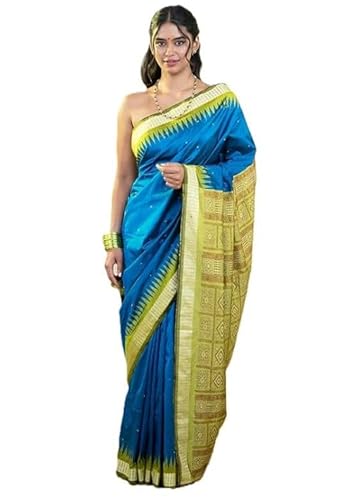 Image of Handmade Pure Bomkai Silk Saree Khandua Natural Silk Ikkat Saree For Women /Ethnic Wear /Traditonal Saree /Handloom Saree With Regular Fit Blouse Piece