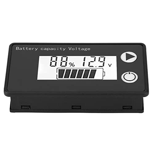 LCD 12V Battery Acity Indicator Tester Lithium Battery Universal Digital Display Voltmeter ((10-100V) Blue + Temperature)