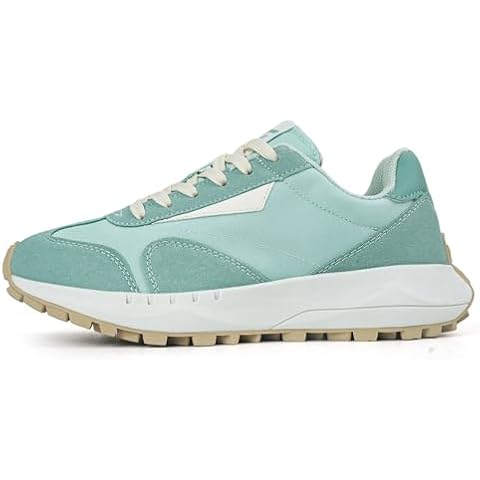 JABASIC Women Lace Up Fashion Sneakers Comfortable Vintage Walking Sports Shoes (7,Green) Cover