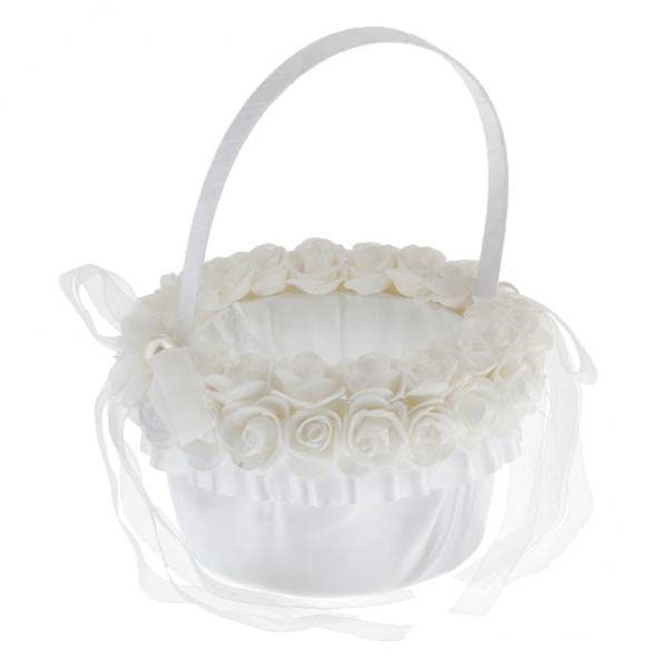 UJEAVETTE 6xElegant Lace Ribbon Sweet Romance Wedding Flower Basket Flower Girl Basket-image-10
