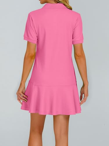 Image of YEXPINE Polo Dress for Women Short Sleeve Ruffle Hem Golf Tennis Summer Mini Dresses