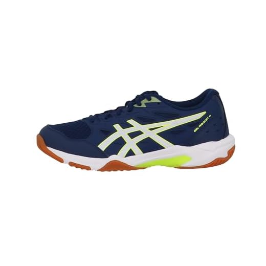 ASICS Homme Gel-Rocket 11 Sneaker, Étendue Bleue/Jaune de sécurité, 44.5 EU